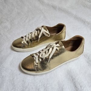 Les Souliers Sezane Size 10 Jack Gold Sneakers Trainers Shoe Metallic Designer